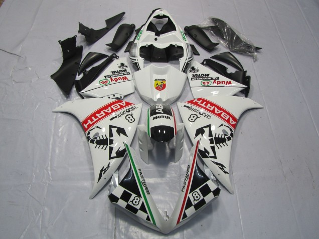 Descuento Carenados Moto Yamaha R1 2012-2014 - Blanco Rojo Verde Negro Abarth Wudy Motul