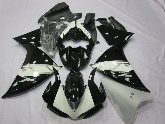 Descuento Carenados Moto Yamaha R1 2012-2014 - Negro Brillante Blanco Plata