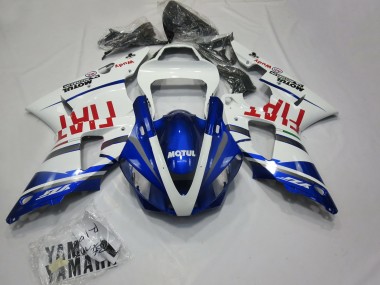 Descuento Carenados Moto Yamaha R1 2000-2001 - Blanco Azul Rojo Fiat Motul