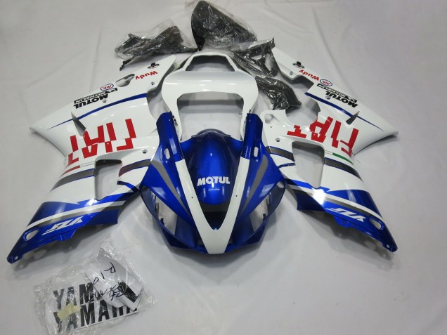 Descuento Carenados Moto Yamaha R1 2000-2001 - Blanco Azul Rojo Fiat Motul