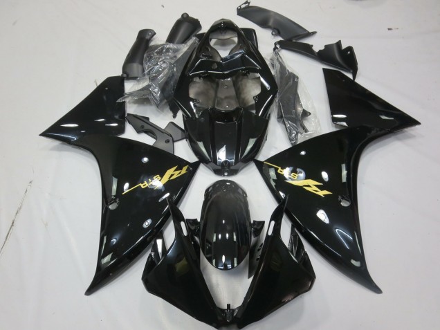 Descuento Carenados Moto Yamaha R1 2009-2011 - Negro Brillante Oro Calcomanía
