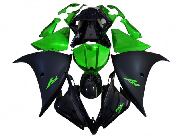 Descuento Carenados Moto Yamaha R1 2012-2014 - Negro Brillante Negro Mate Verde