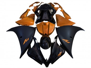 Descuento Carenados Moto Yamaha R1 2012-2014 - Negro Brillante Negro Mate Naranja