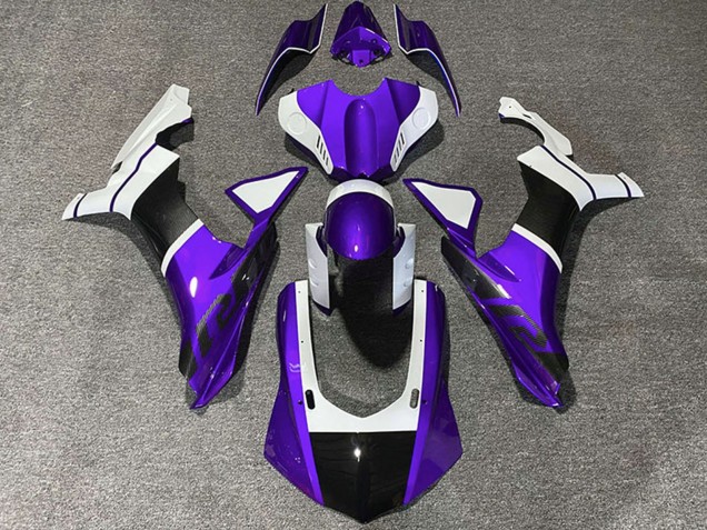 Descuento Carenados Moto Yamaha R1 2015-2019 - Blanco Púrpura FibraCarbono Accents