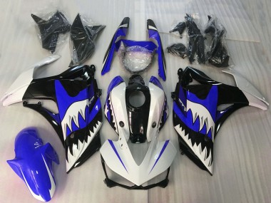 Descuento Carenados Moto Yamaha R3 2015-2018 - Blanco Azul Negro Brillante Tiburón