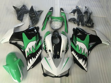 Descuento Carenado Moto Yamaha R3 2015-2018 - Blanco Verde Negro Tiburón