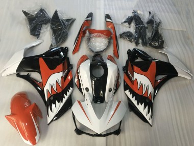 Descuento Carenados Moto Yamaha R3 2015-2018 - Blanco Naranja Negro Brillante Tiburón