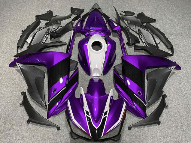 Descuento Carenados Moto Yamaha R3 2015-2018 - Púrpura Blanco Negro Brillante