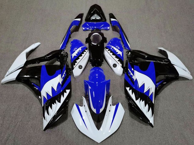 Descuento Carenados Moto Yamaha R3 2015-2018 - Blanco Azul Negro Tiburón