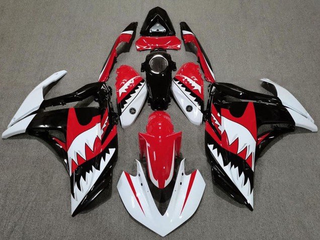 Descuento Carenados Moto Yamaha R3 2015-2018 - Blanco Rojo Negro Tiburón