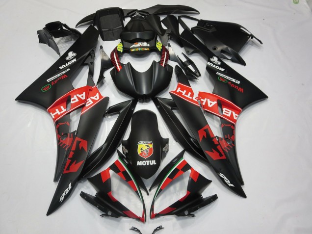 Descuento Carenados Moto Yamaha R6 2006-2007 - Negro Mate Rojo Abarth Motul Michelin