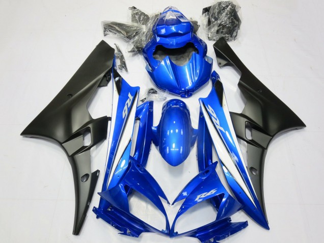 Descuento Carenados Moto Yamaha R6 2006-2007 - Azul Blanco Negro Mate