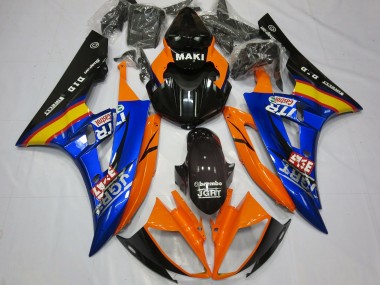Descuento Carenados Moto Yamaha R6 2006-2007 - Naranja Azul Negro Brillante Castrol