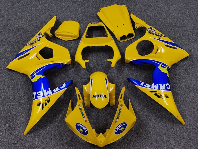 Descuento Carenados Moto Yamaha R6 2005 - Amarillo Azul Blanco Camello Motul