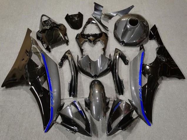 Descuento Carenados Moto Yamaha R6 2008-2016 - Negro Brillante FibraCarbono Estilo Azul