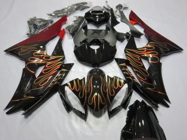 Descuento Carenados Moto Yamaha R6 2008-2016 - Rojo Negro Brillante Oro Llama