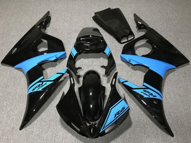 Descuento Carenados Moto Yamaha R6 2003-2004 - Negro Brillante Azul Claro