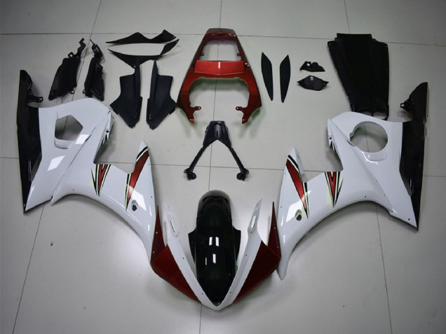 Descuento Carenados Moto Yamaha R6 2003-2004 - Blanco Rojo Negro Brillante