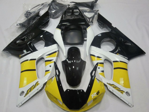 Descuento Carenados Moto Yamaha R6 1998-2002 - Amarillo Blanco Negro Brillante