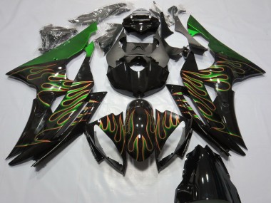 Descuento Carenados Moto Yamaha R6 2008-2016 - Verde Negro Brillante Oro Llama
