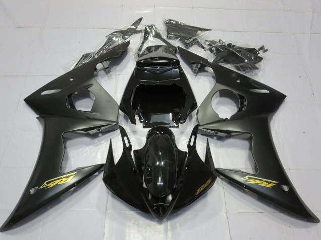 Descuento Carenados Moto Yamaha R6 2003-2004 - Negro Brillante Negro Mate Oro Calcomanías