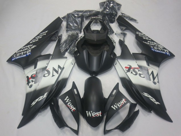 Descuento Carenados Moto Yamaha R6 2006-2007 - Negro Mate Blanco West Michelin