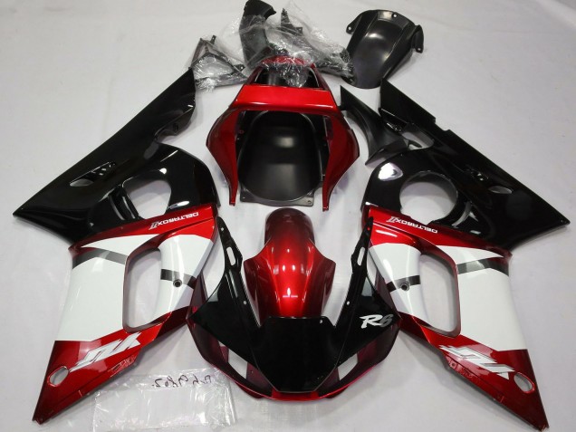 Descuento Carenado Moto Yamaha R6 1998-2002 - Rojo Blanco Negro Brillante