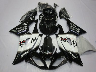 Descuento Carenados Moto Yamaha R6 2008-2016 - Negro Brillante Blanco West Michelin