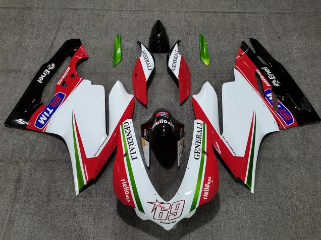 Descuento Carenados Moto Ducati 959 1299 2015-2020 - Blanco Rojo Verde Negro Brillante Generali Tim 69