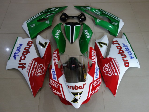 Descuento Carenados Moto Ducati 899 1199 2011-2014 - Blanco Rojo Verde Fiamm 7