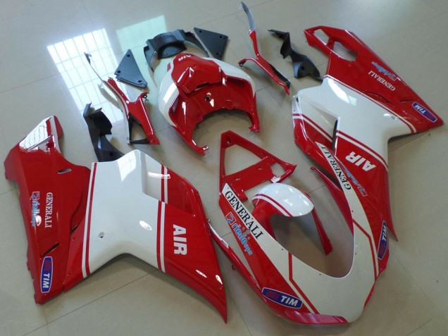 Descuento Carenados Moto Ducati 848 1098 1198 2007-2014 - Rojo Blanco Air Generali Tim