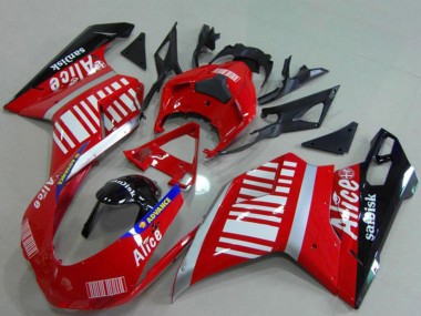 Descuento Carenados Moto Ducati 848 1098 1198 2007-2014 - Plata Rojo Negro Brillante Alice Sandisk