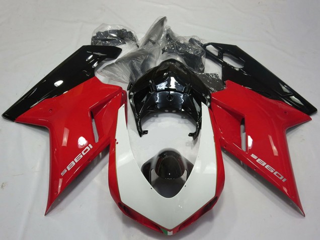 Descuento Carenados Moto Ducati 1098 2007-2014 - Rojo Blanco Negro Brillante