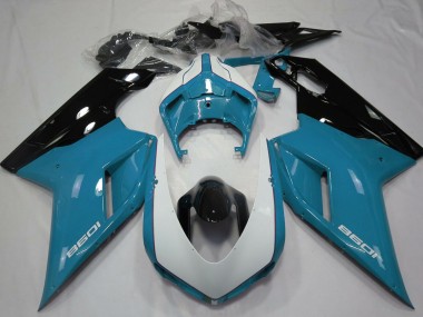 Descuento Carenados Moto Ducati 1098 2007-2014 - Azul Blanco Negro Brillante