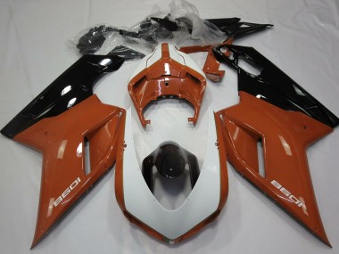 Descuento Carenados Moto Ducati 1098 2007-2014 - Brown Blanco Negro Brillante