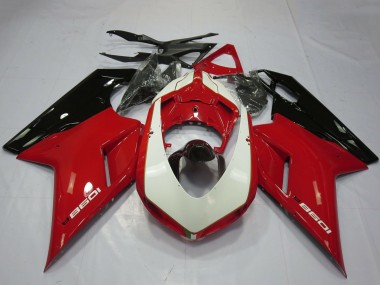 Descuento Carenados Moto Ducati 1098 2007-2014 - Rojo Brillante Blanco Negro Brillante