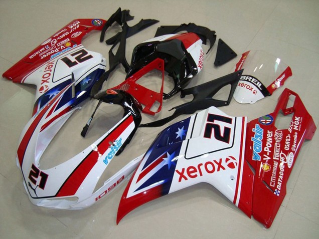 Descuento Carenados Moto Ducati 1098 2007-2014 - Blanco Rojo Negro Azul Star Xerox 21
