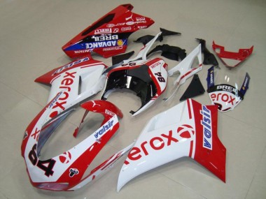 Descuento Carenados Moto Ducati 848 1098 1198 2007-2014 - Blanco Rojo Azul Negro Brillante Valsir Xerox 84