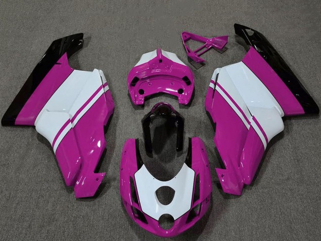 Descuento Carenados Moto Ducati 749 999 2003-2004 - Blanco Rosa Negro Brillante