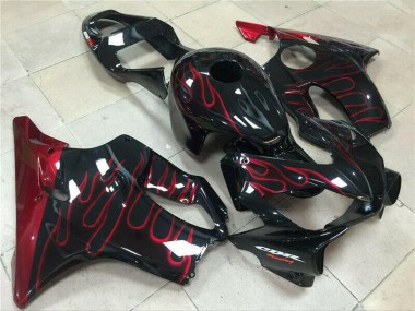 Descuento Carenado Moto Honda CBR600 F4i 2001-2003 - Negro Brillante Rojo Llama