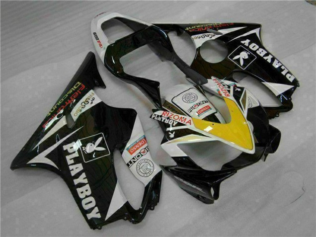 Descuento Carenados Moto Honda CBR600 F4i 2001-2003 - Blanco Amarillo Negro Brillante Playboy