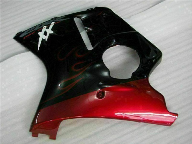 Descuento Carenado Moto ABS Honda CBR1100XX Blackbird 1996-2007 - Negro Brillante Rojo Llama
