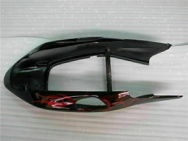 Descuento Carenado Moto ABS Honda CBR1100XX Blackbird 1996-2007 - Negro Brillante Rojo Llama