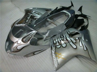 Descuento Carenado Moto Honda CBR1100XX Blackbird 1996-2007 - Plata Negro Llama