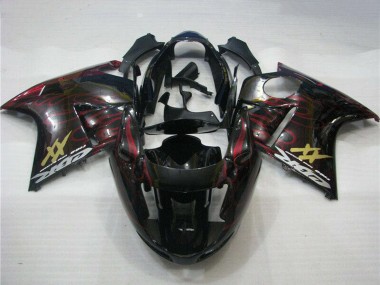 Descuento Carenados Moto ABS Honda CBR1100XX Blackbird 1996-2007 - Negro Brillante Rojo Llama