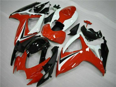 Descuento Carenados Moto Suzuki GSXR 600/750 2006-2007 - Blanco Rojo Negro Brillante Raya
