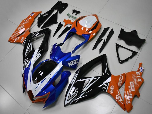 Descuento Carenados Moto Suzuki GSXR 600/750 2008-2010 - Naranja Azul Blanco Negro Brillante