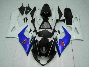 Descuento Carenado Moto Suzuki GSXR 1000 2005-2006 - Blanco Azul Negro Brillante