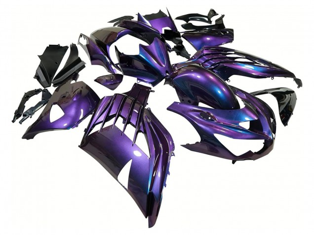 Descuento Carenados Moto Kawasaki ZX14R ZZR1400 2012-2024 - Camaleón Azul Púrpura