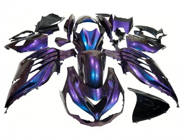 Descuento Carenados Moto Kawasaki ZX14R ZZR1400 2012-2024 - Camaleón Azul Púrpura